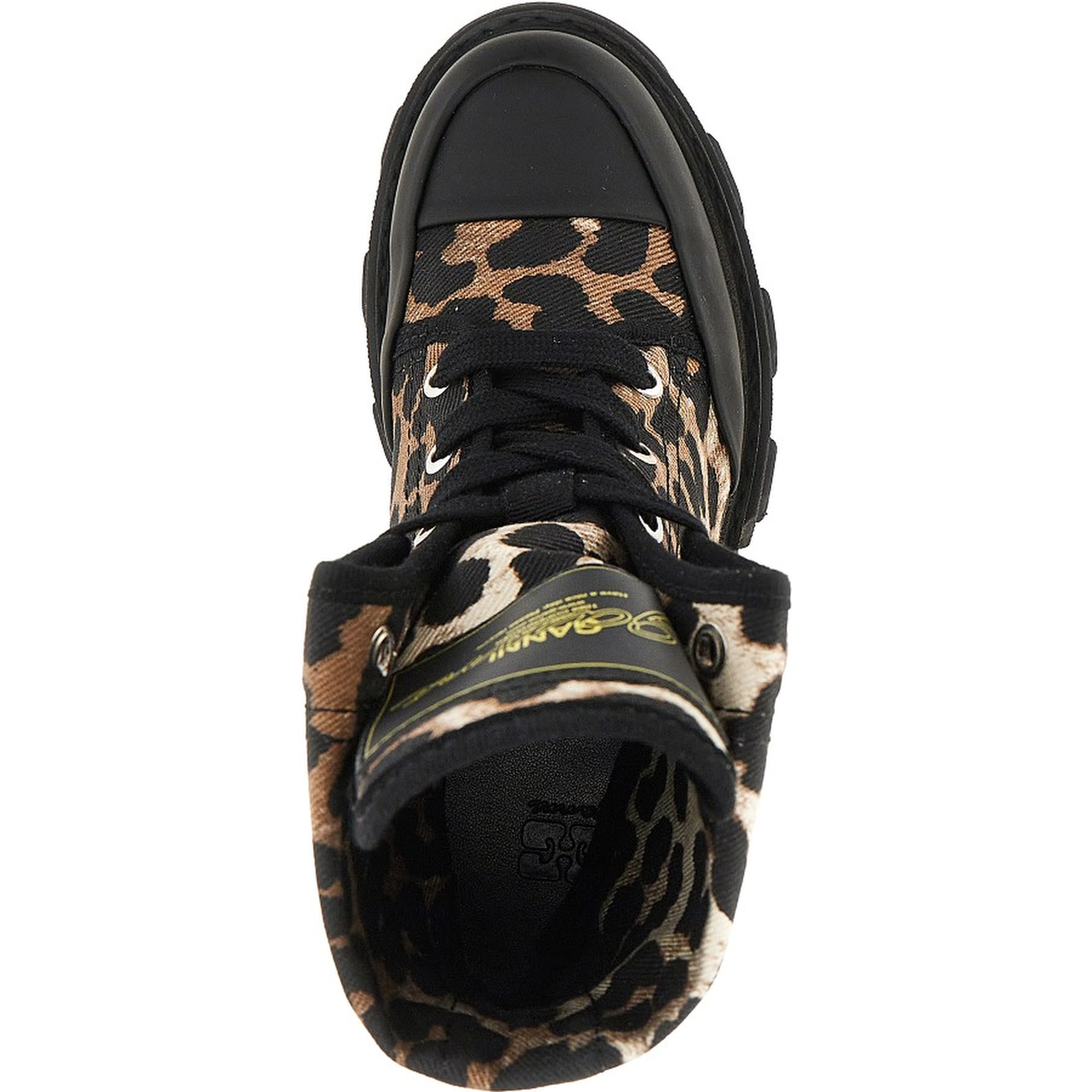 Leopard-printed denim boots