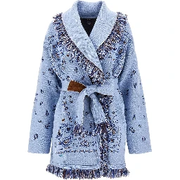 Bandana jacquard wool cardigan