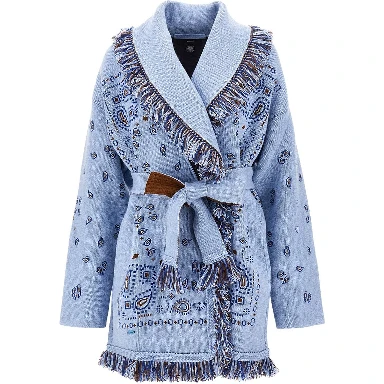 Bandana jacquard wool cardigan