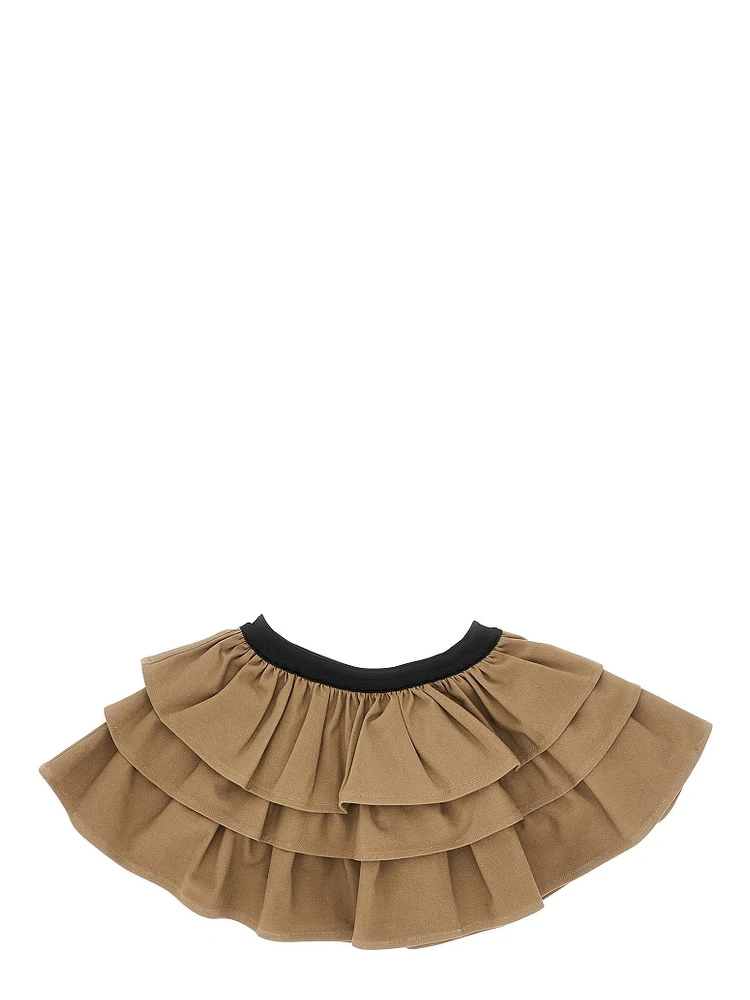 Gabardine flounced mini skirt