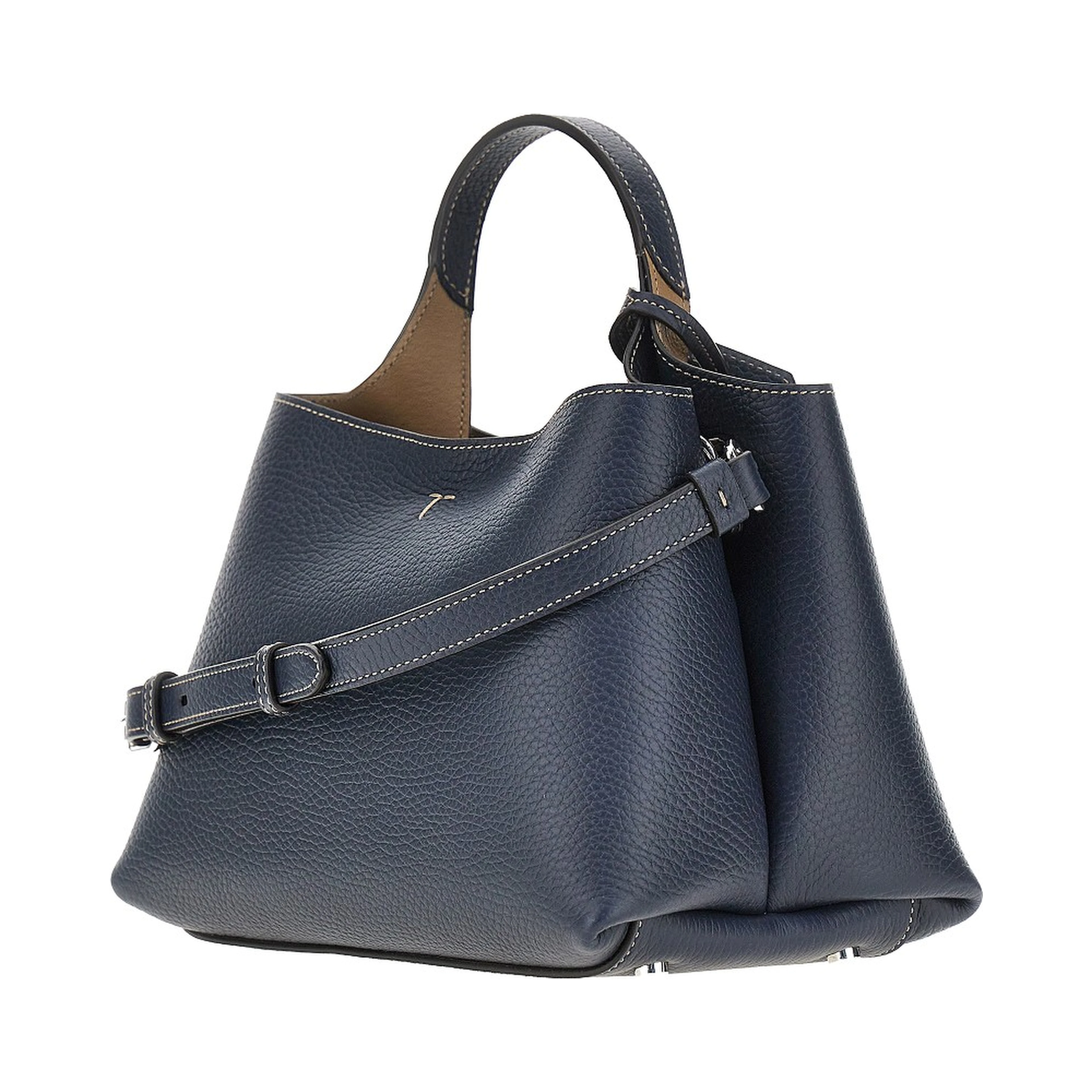 Grained leather micro shopping bag
