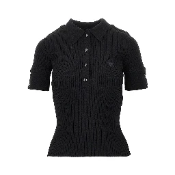 Ribbed knit polo shirt
