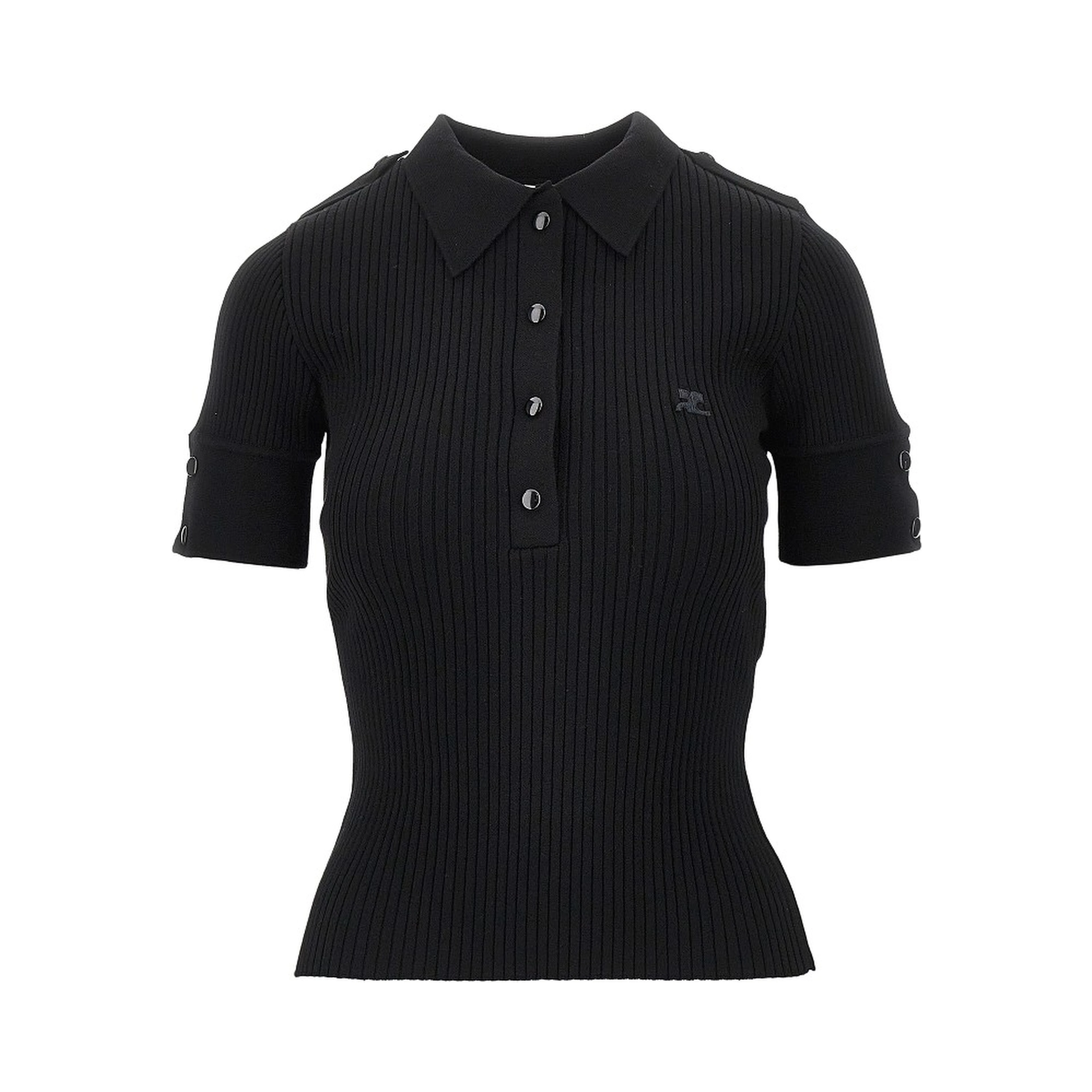 Ribbed knit polo shirt