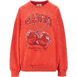 Cotton sweatshirt with 'Cherry' print