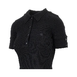 Ribbed knit polo shirt
