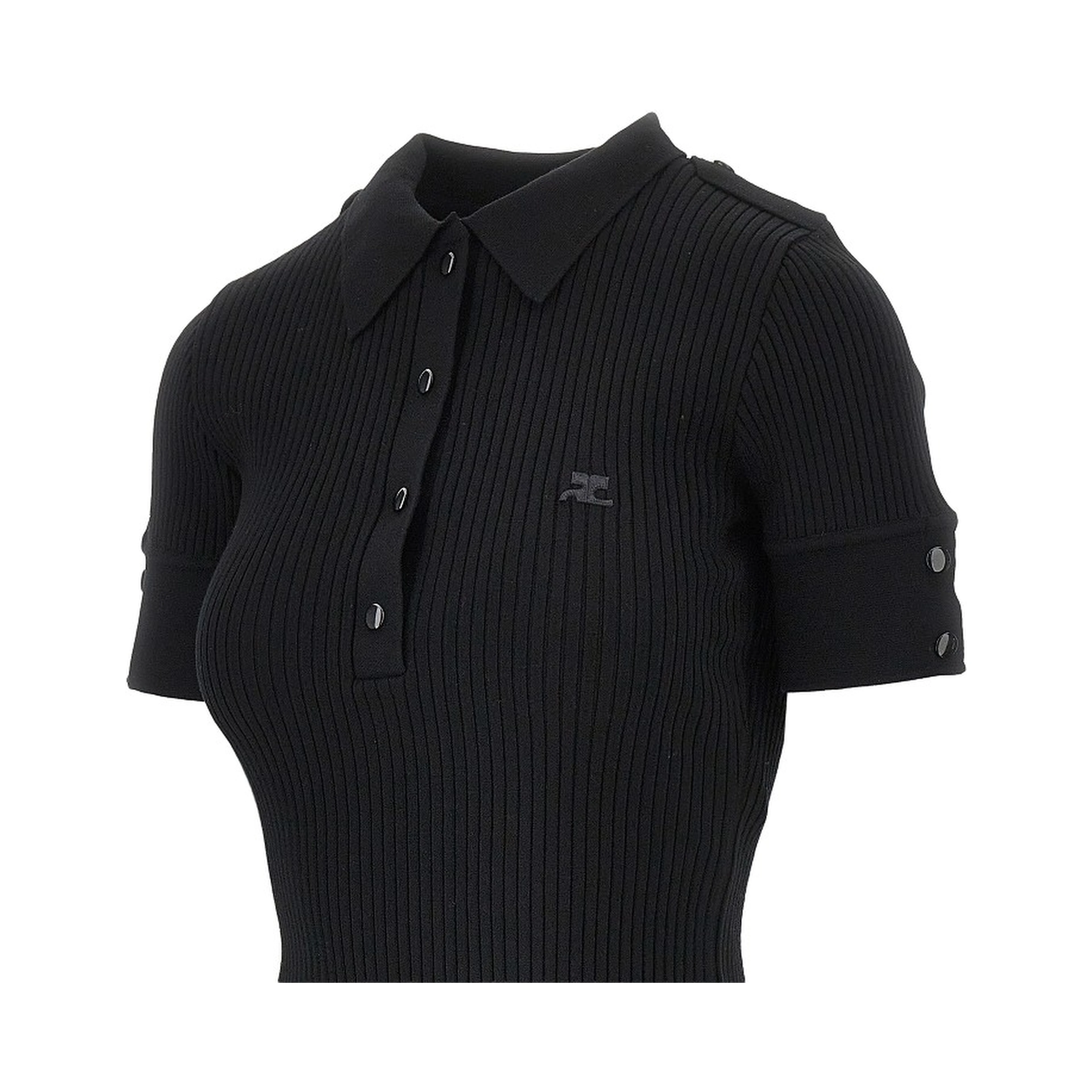 Ribbed knit polo shirt
