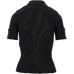 Ribbed knit polo shirt