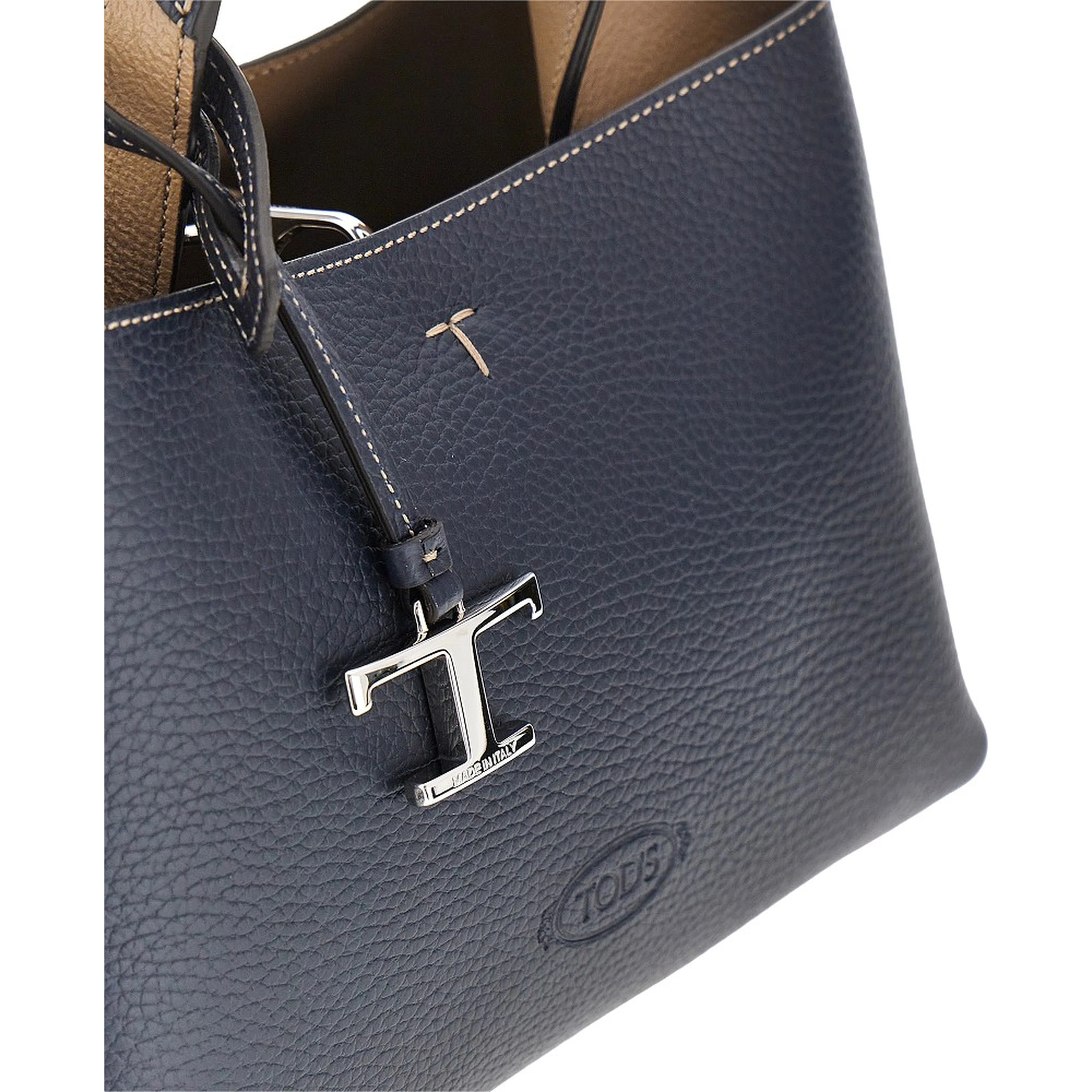 Grained leather micro shopping bag