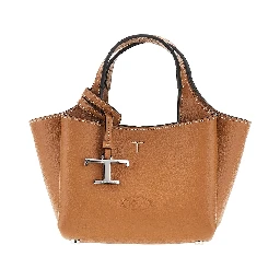Grained leather mini shopping bag