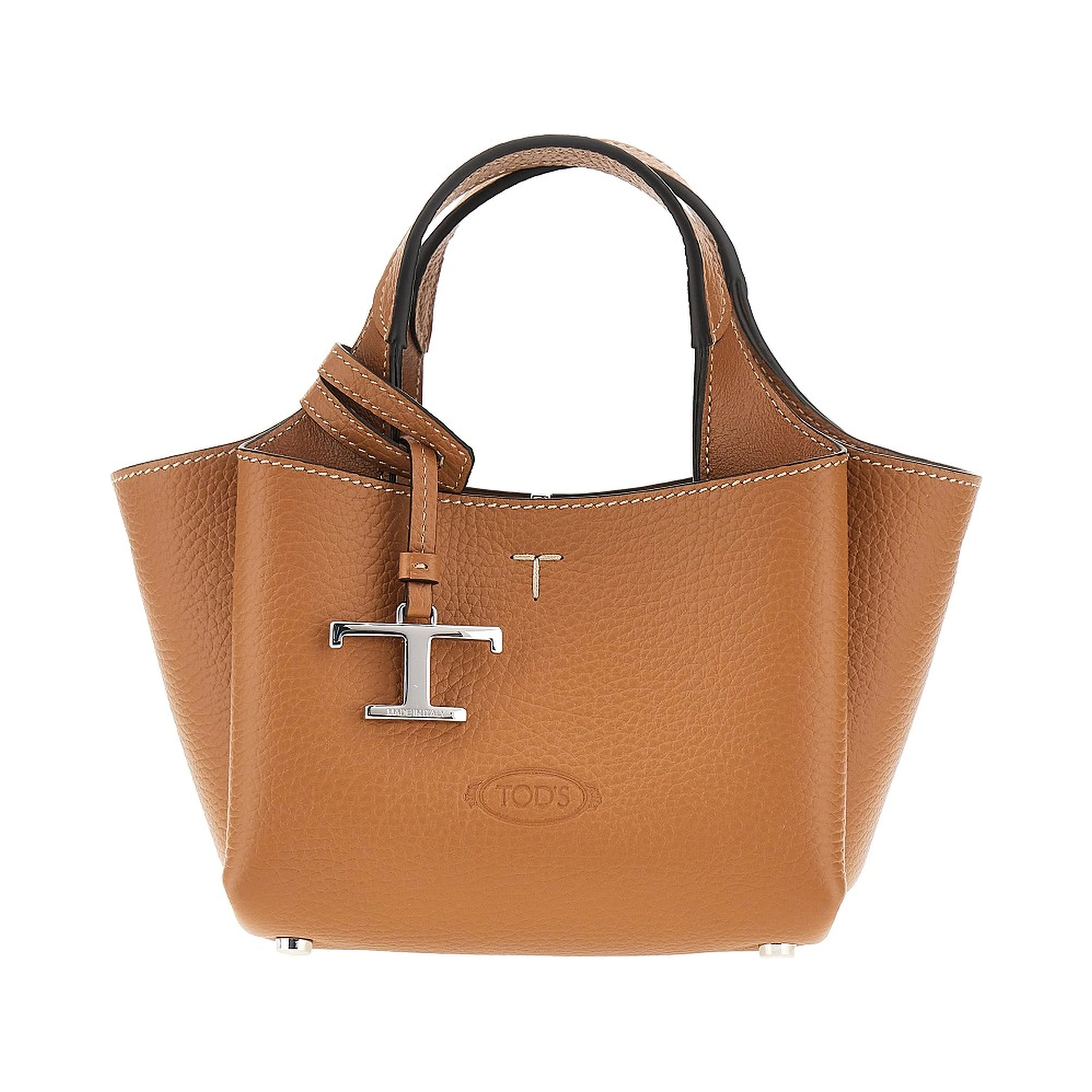 Grained leather mini shopping bag