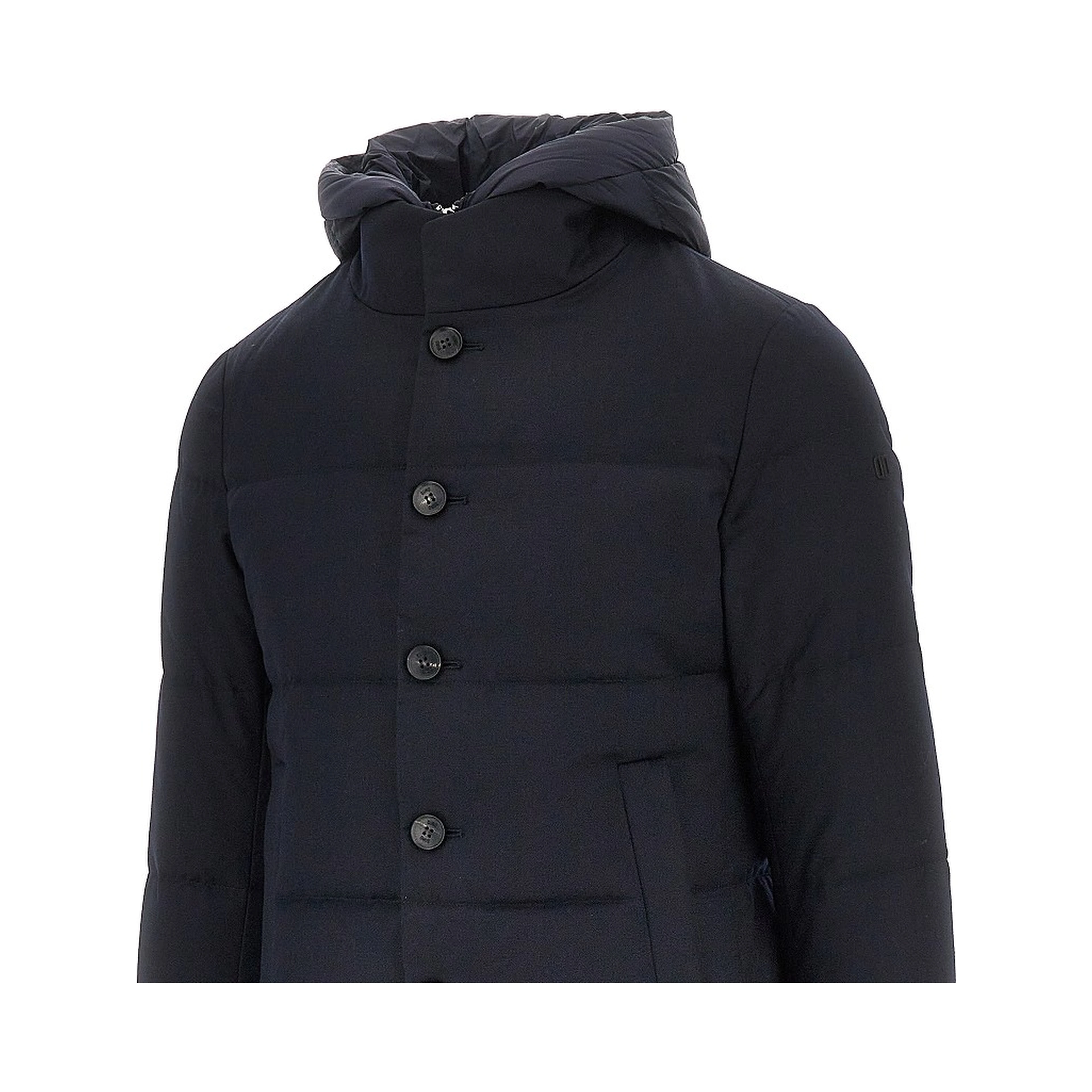Quilted and padded wool down jacket