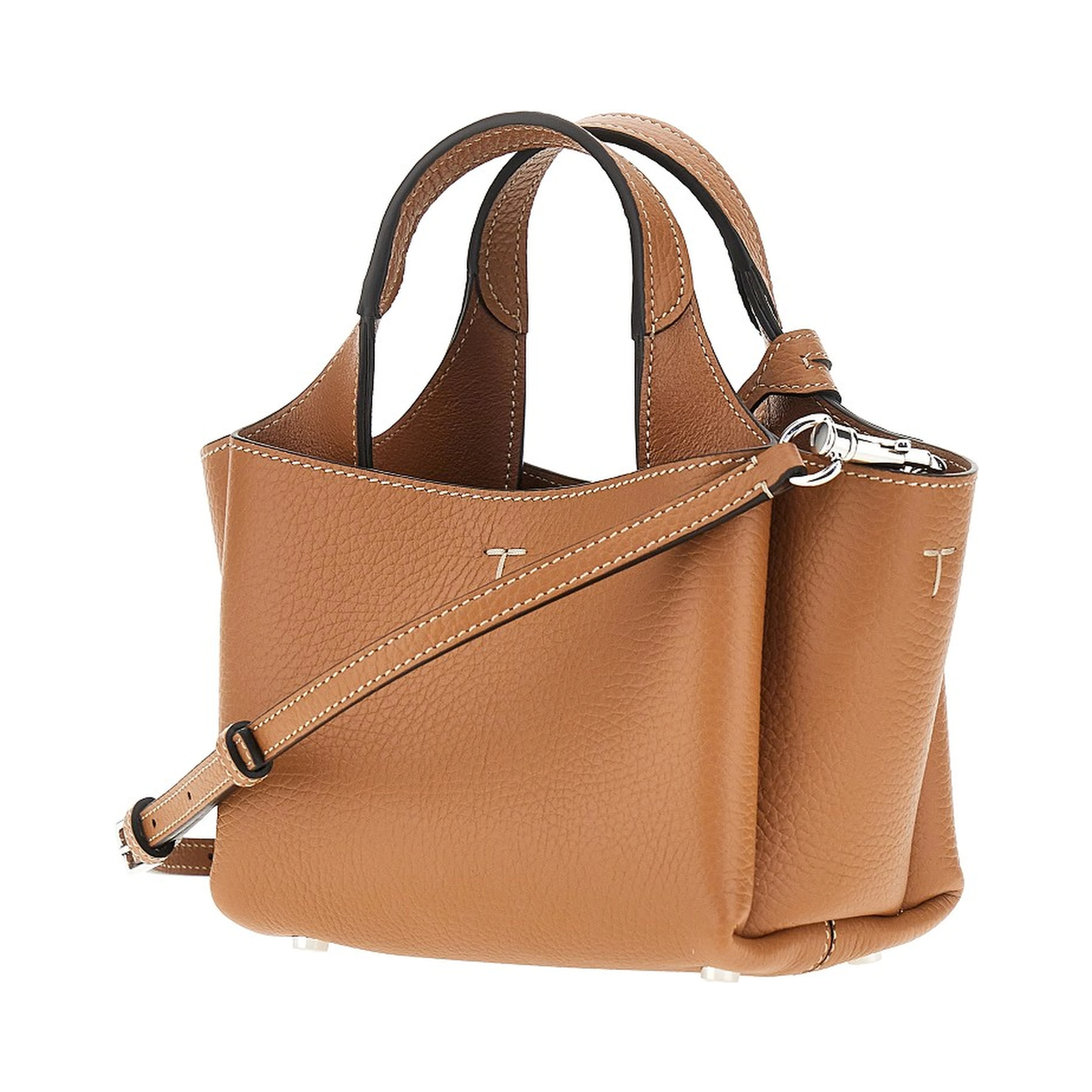 Grained leather mini shopping bag