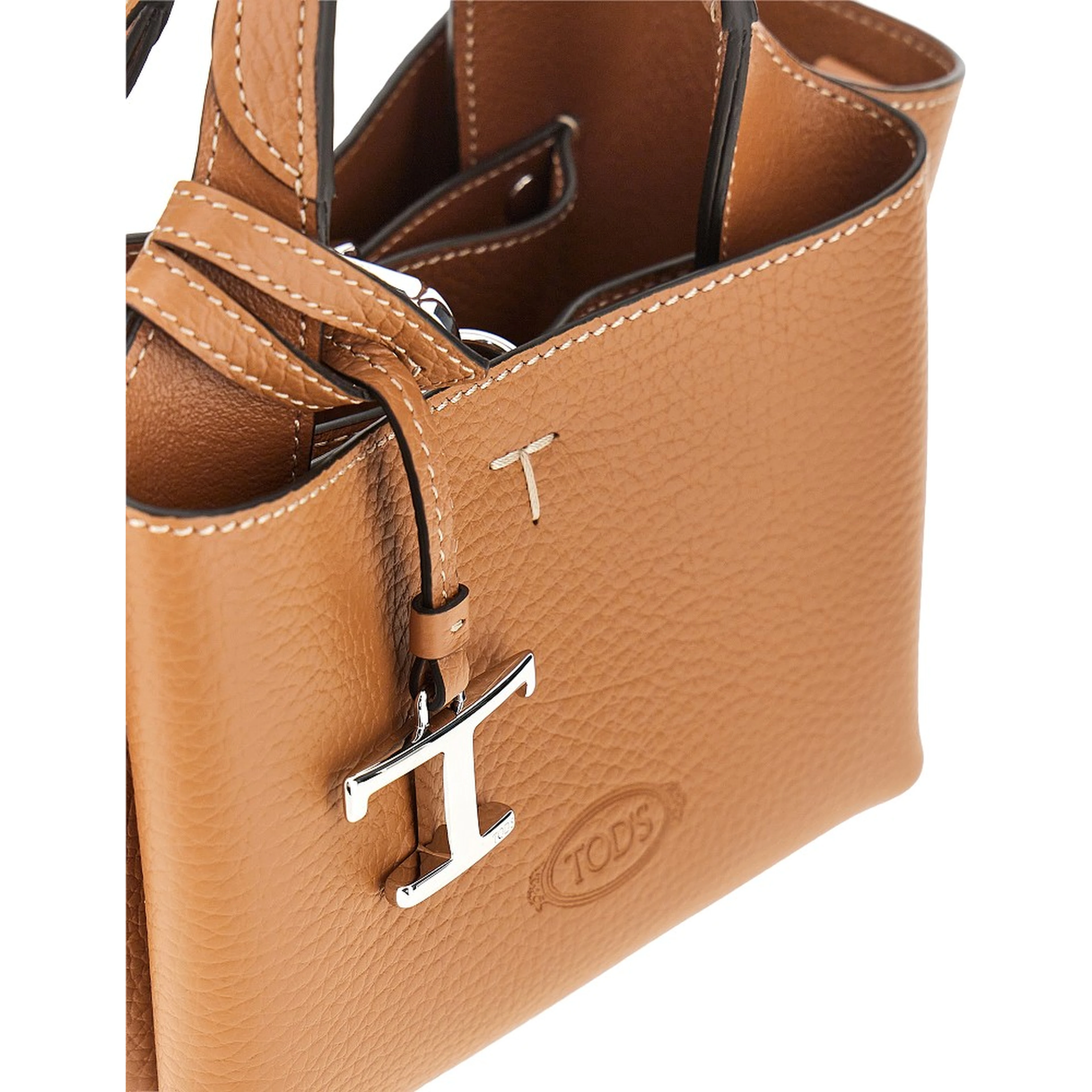 Grained leather mini shopping bag