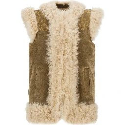Leather vest with Paisley emrboidery
