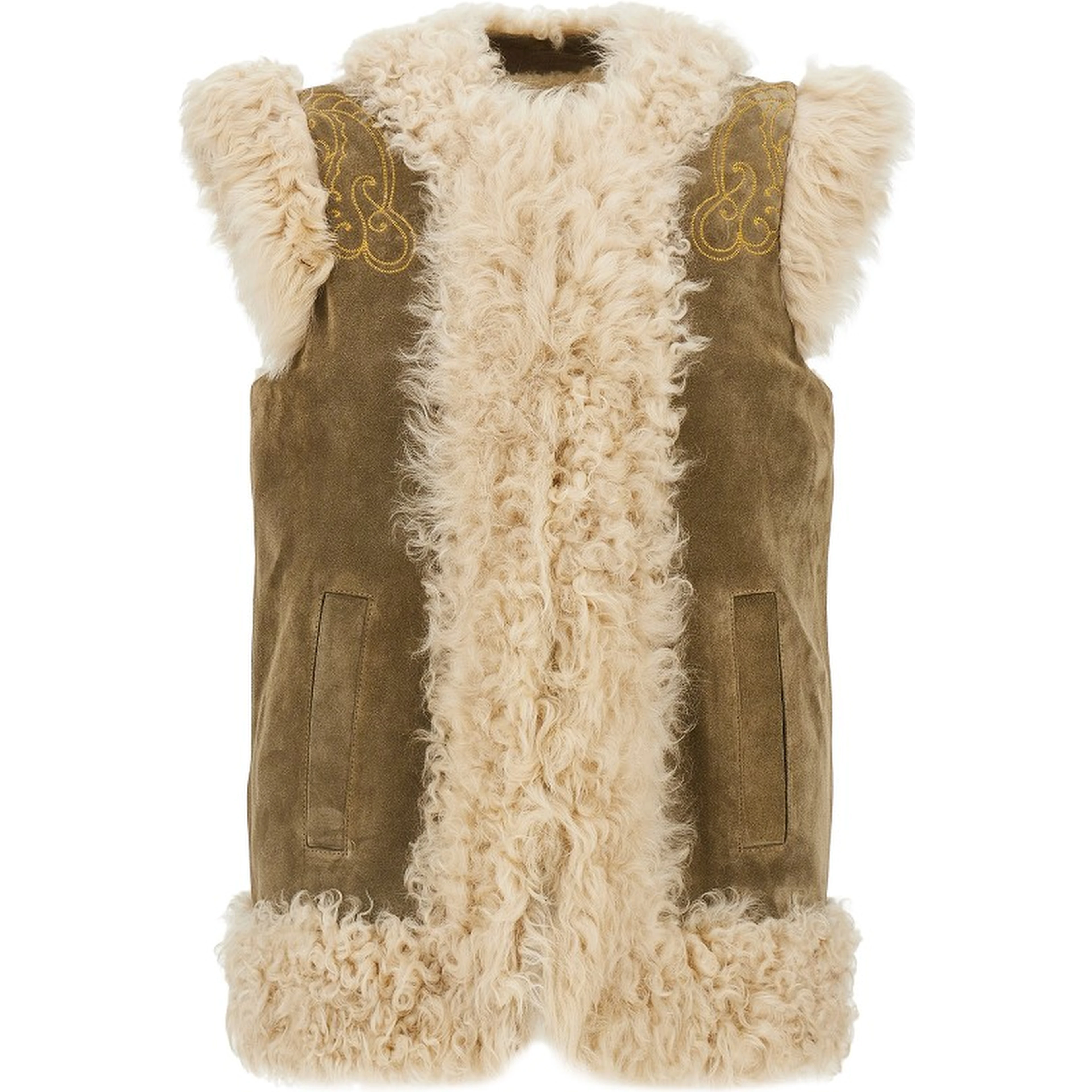 Leather vest with Paisley emrboidery