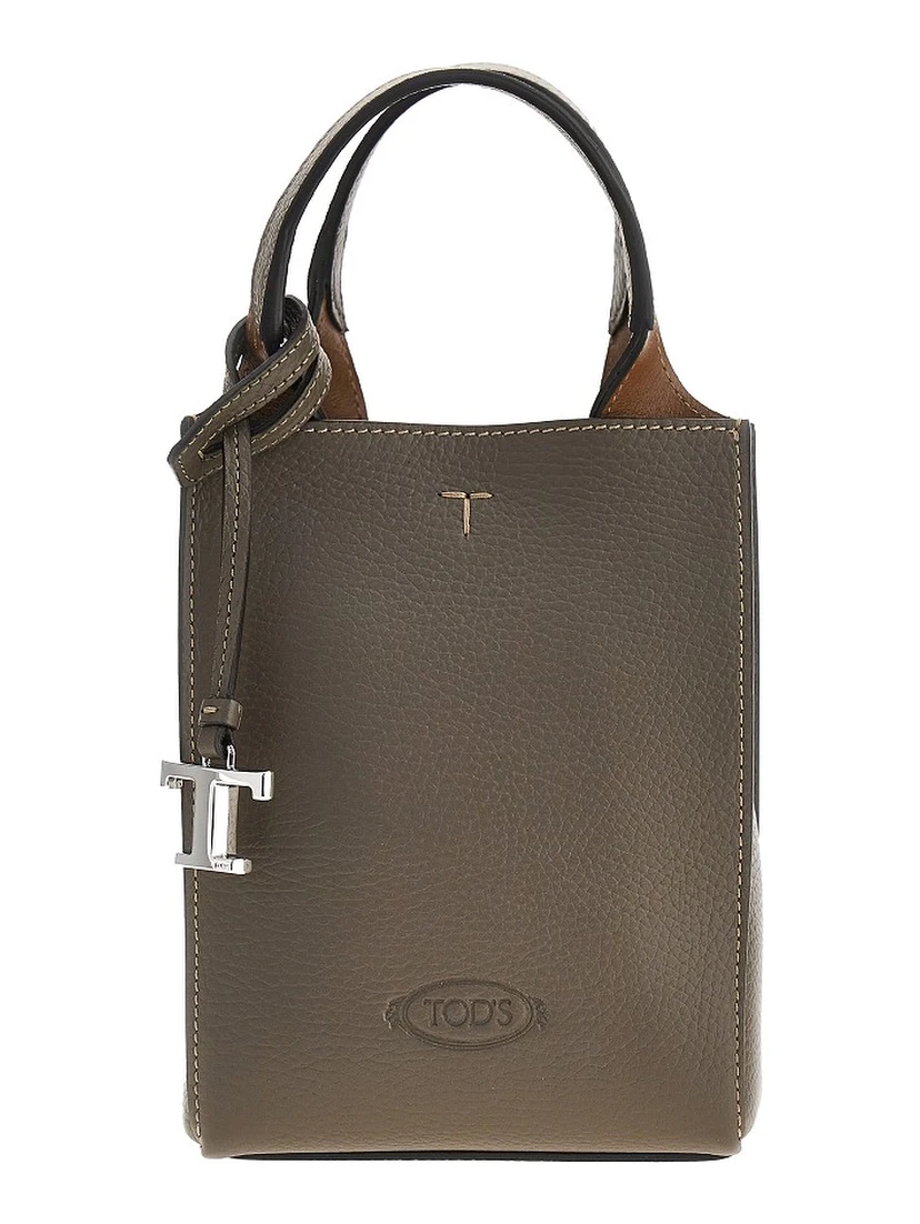 Grained leather micro tote bag