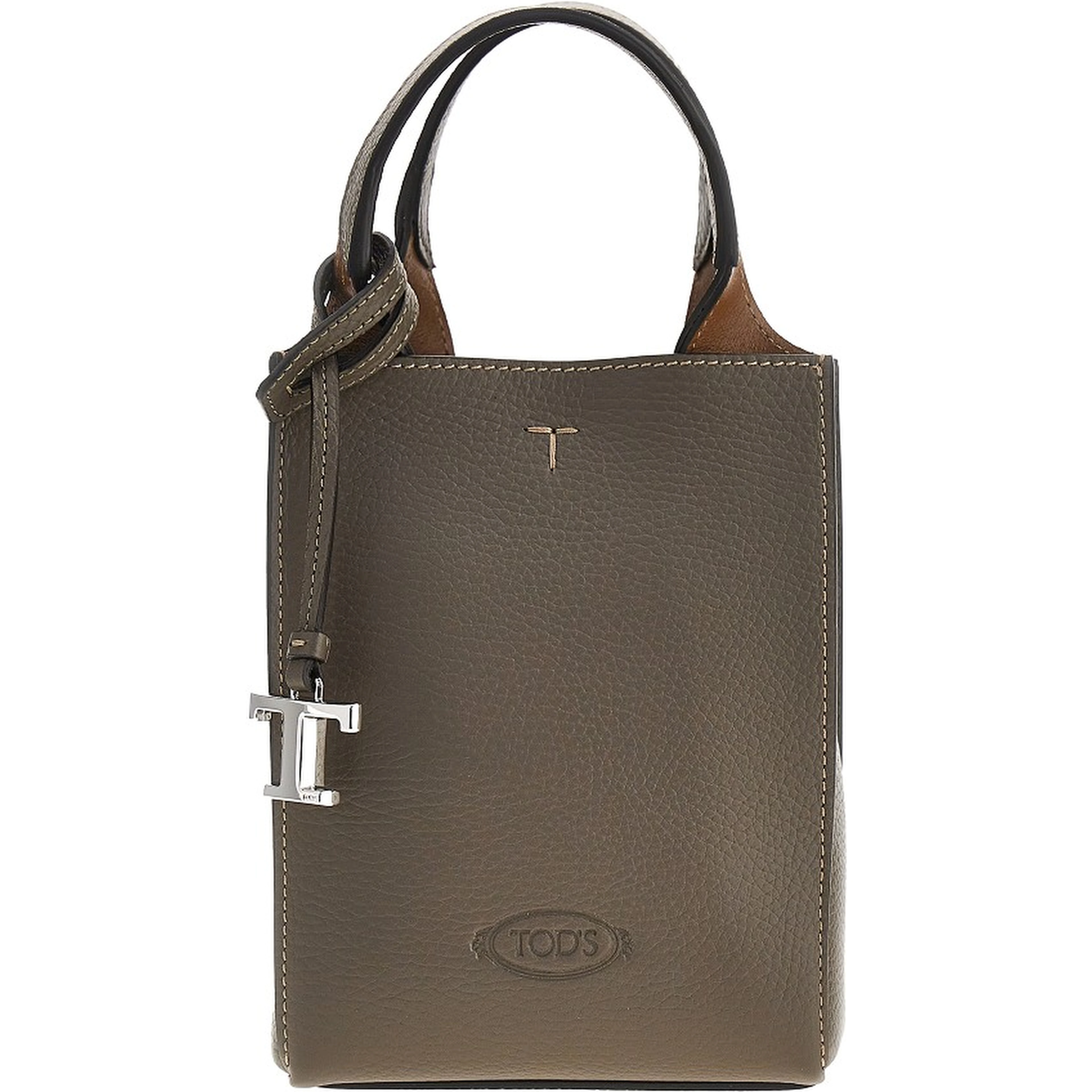Grained leather micro tote bag