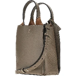 Grained leather micro tote bag