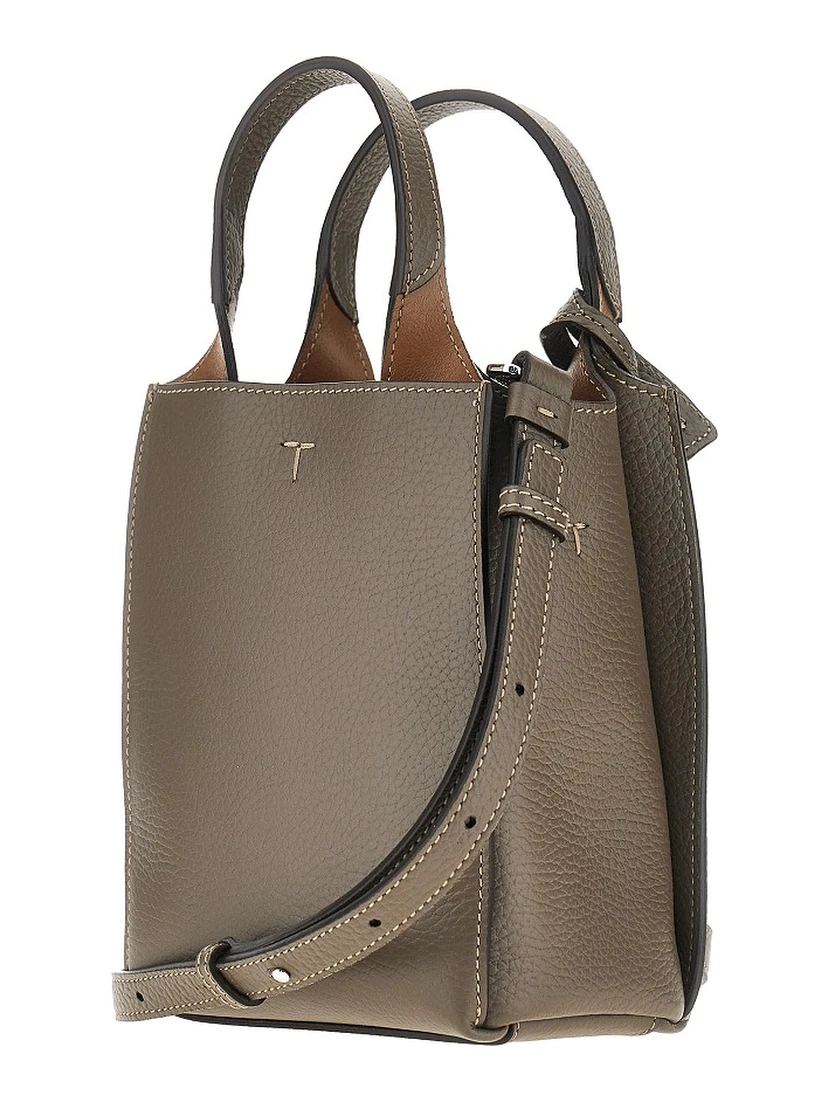 Grained leather micro tote bag