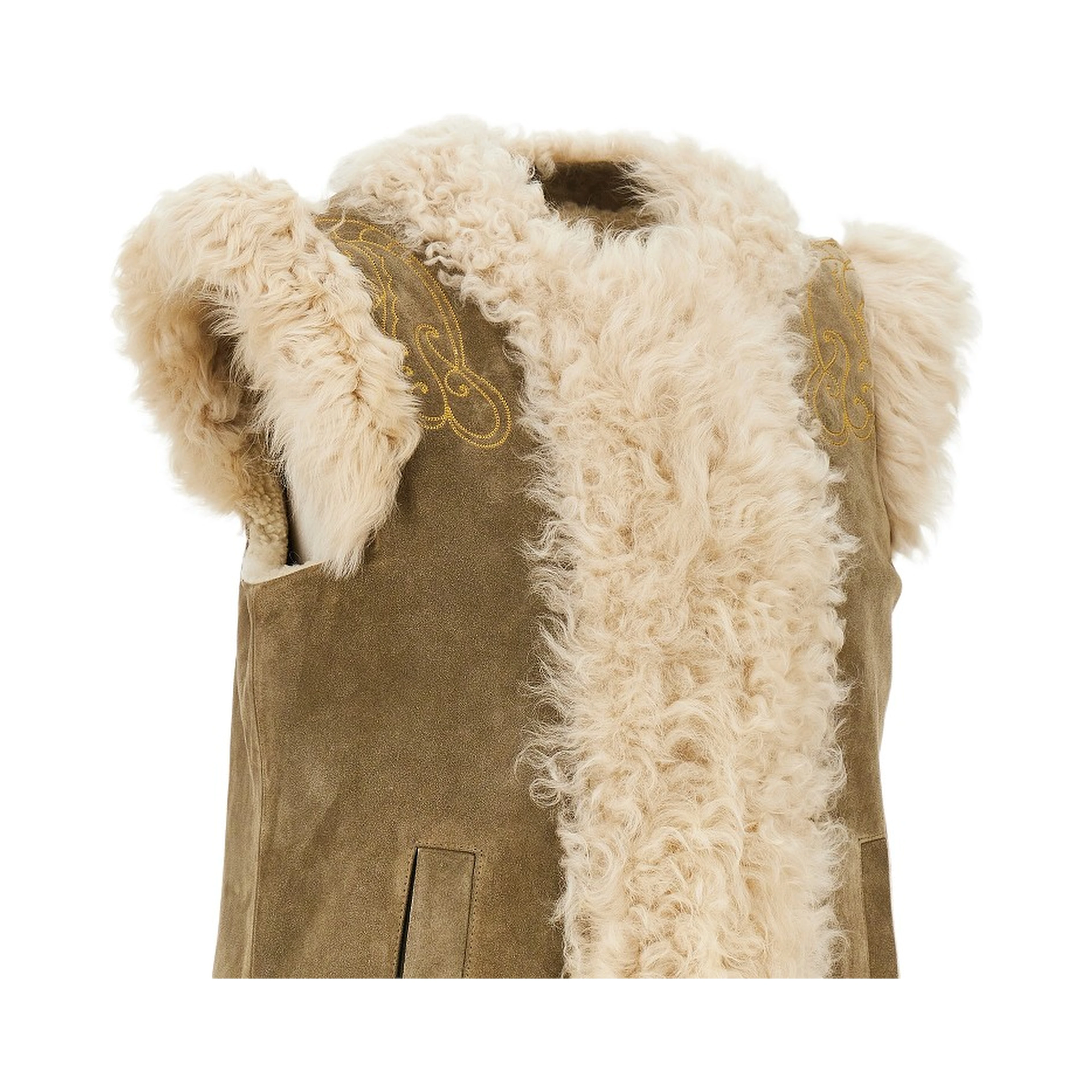 Leather vest with Paisley emrboidery