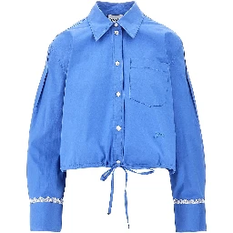 Poplin shirt with logo embroidery