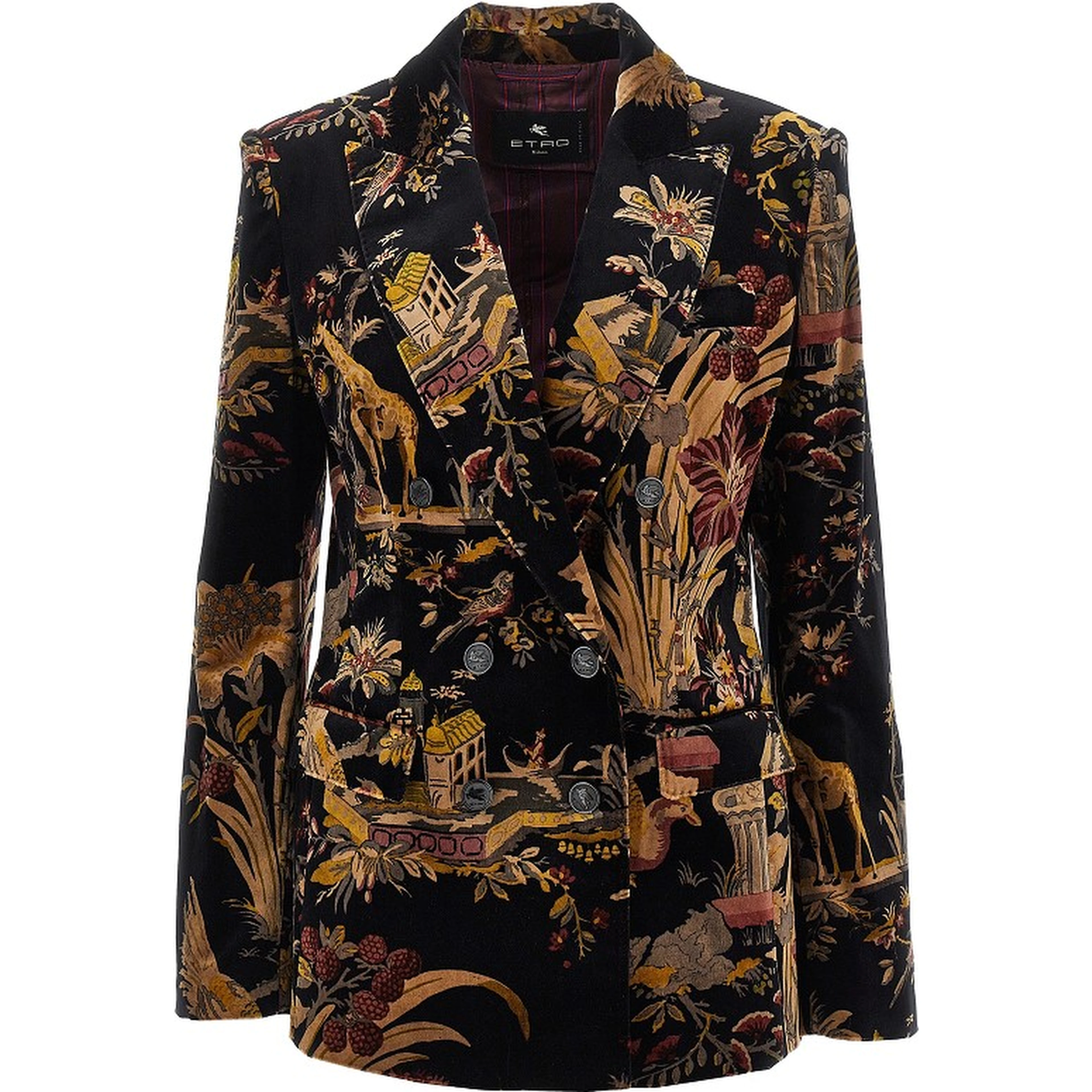 Paisley velvet double-breasted jacket