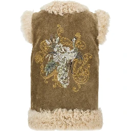 Leather vest with Paisley emrboidery