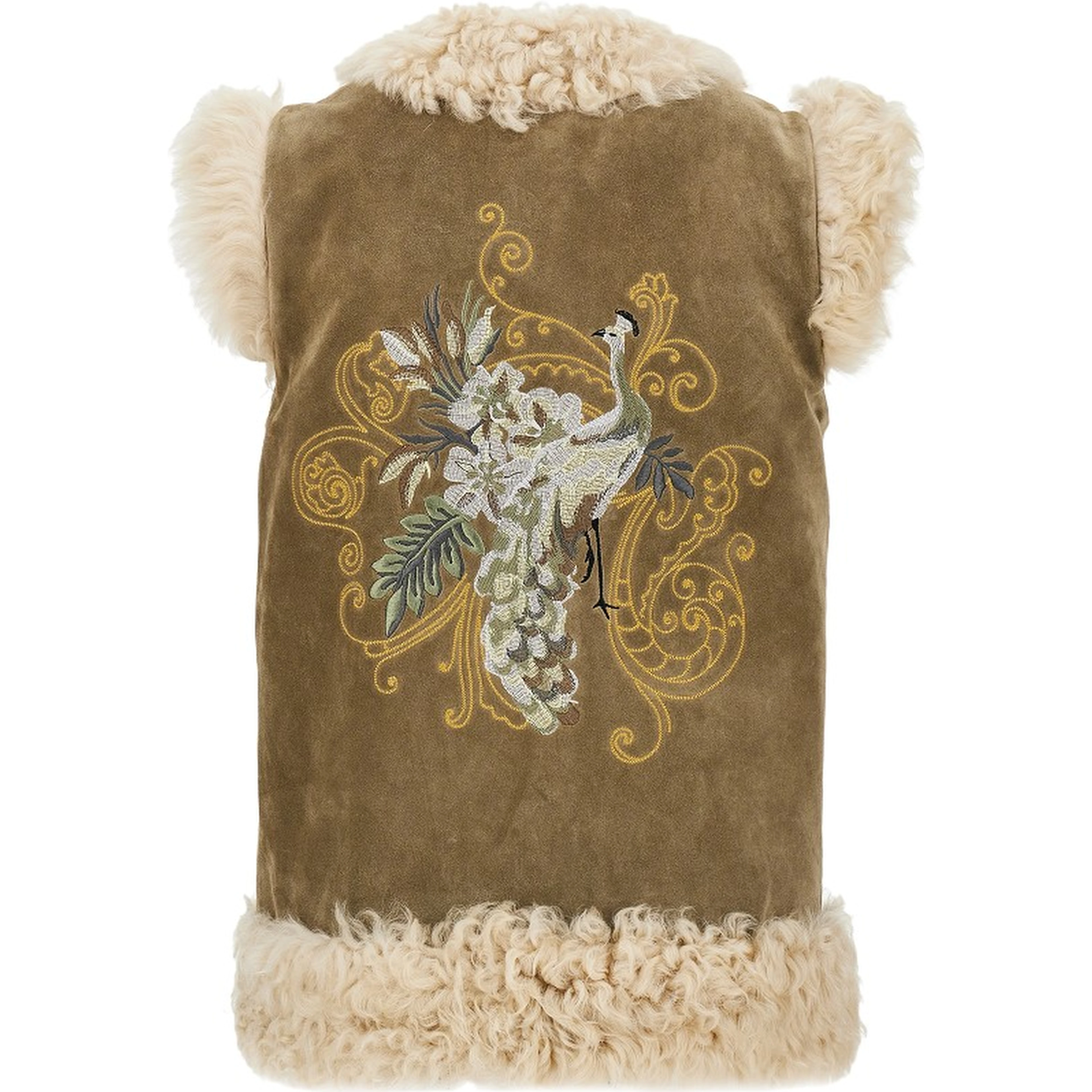 Leather vest with Paisley emrboidery