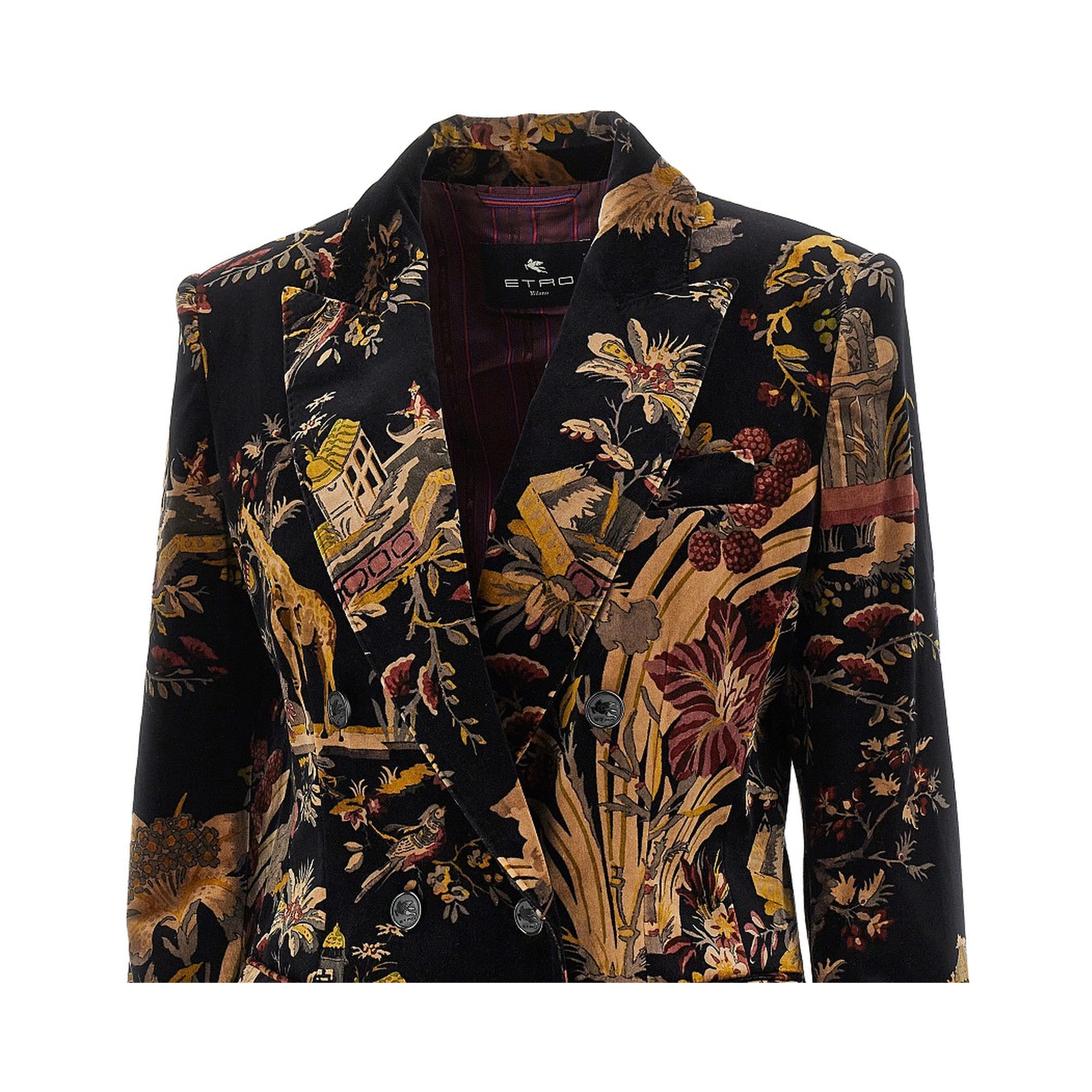 Paisley velvet double-breasted jacket