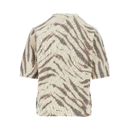 Knitted top with zebra-striped motif