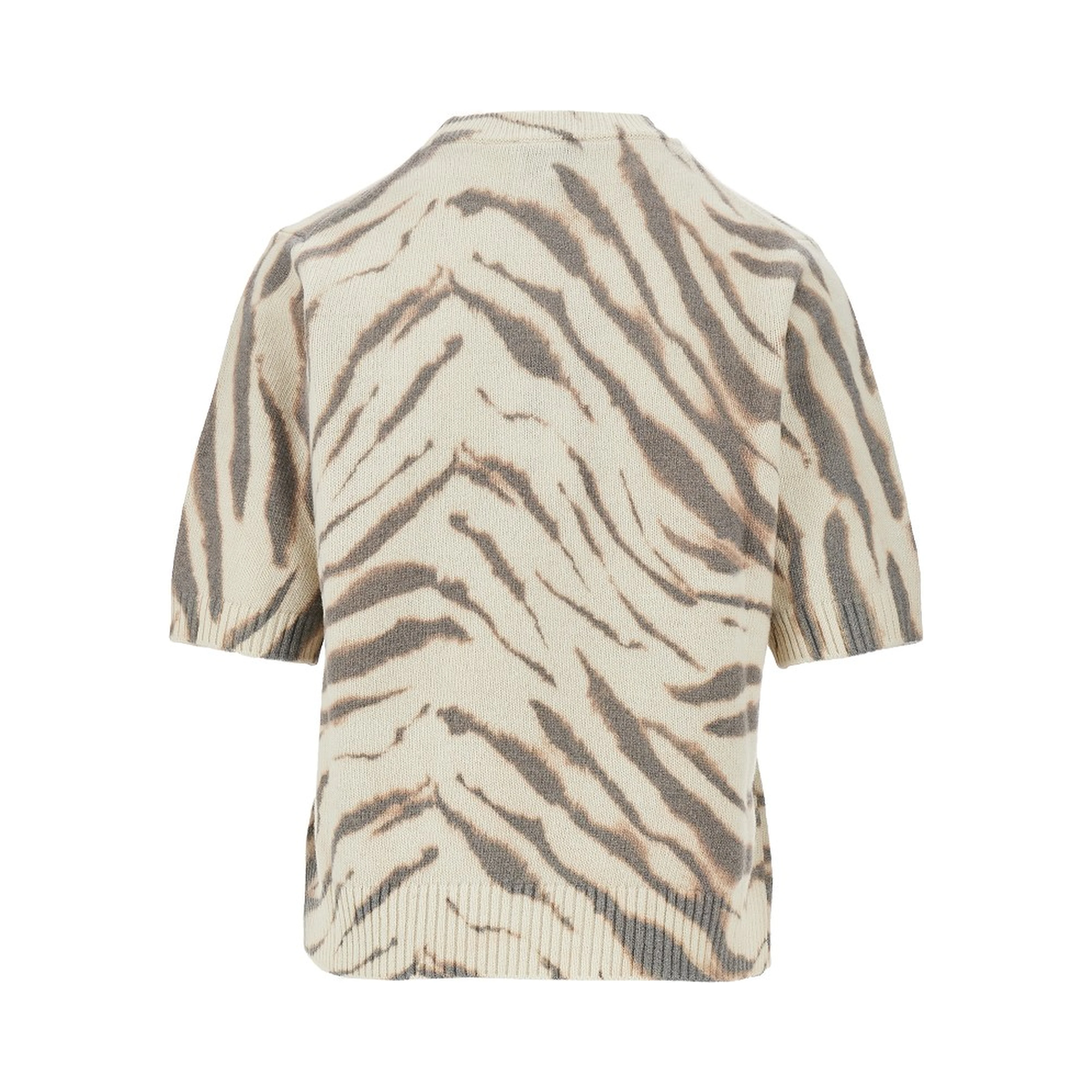 Knitted top with zebra-striped motif