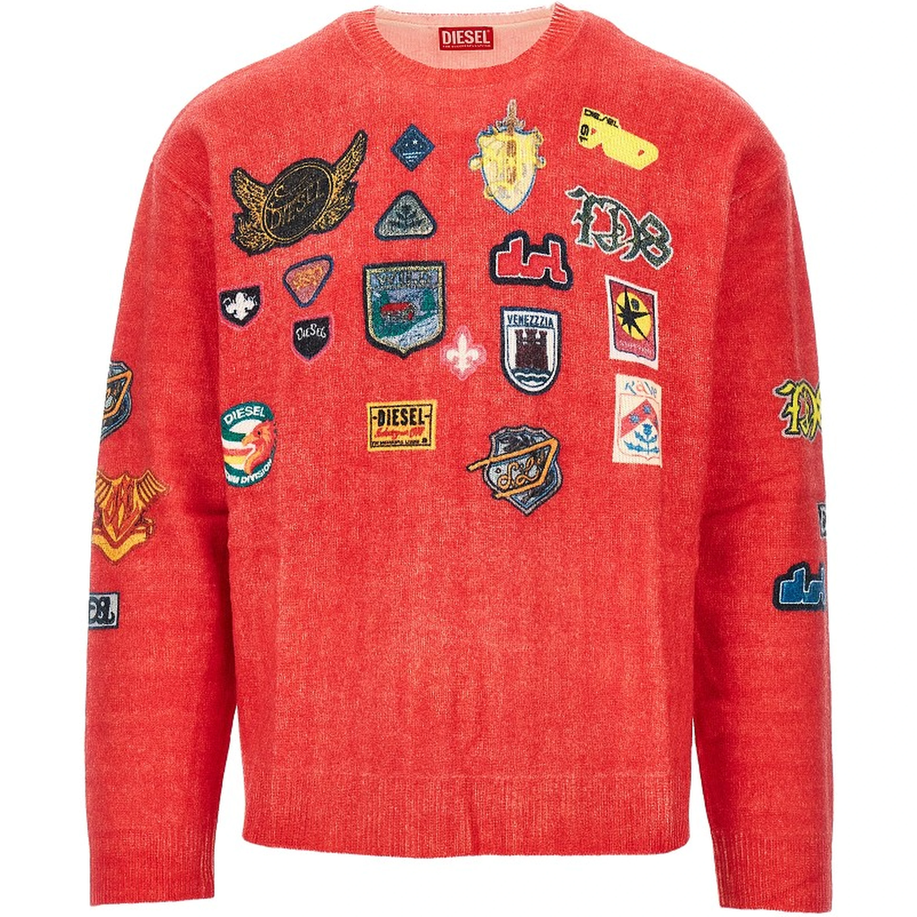 Printed patches wool sweater