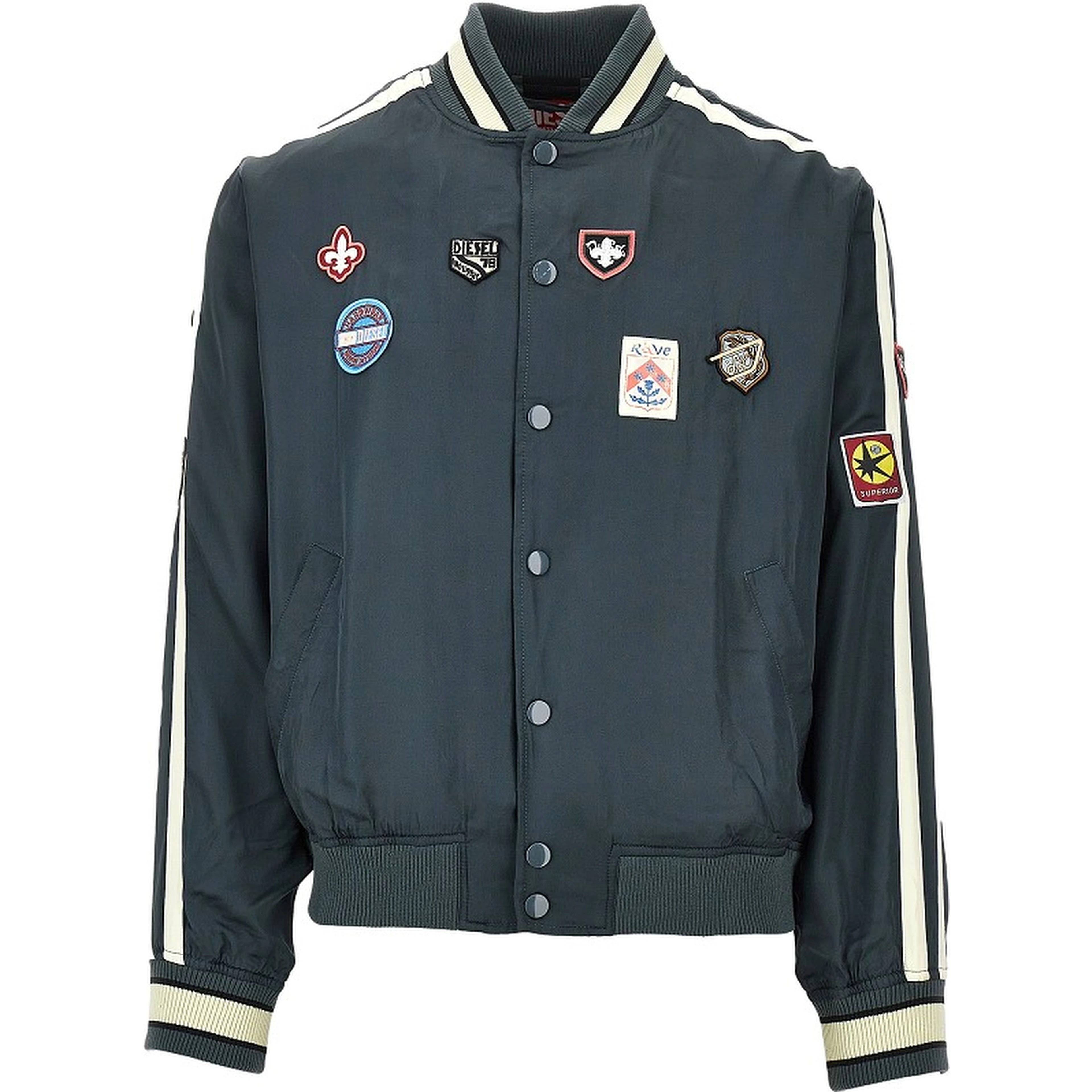 Satin track jacket with patches