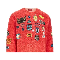Printed patches wool sweater