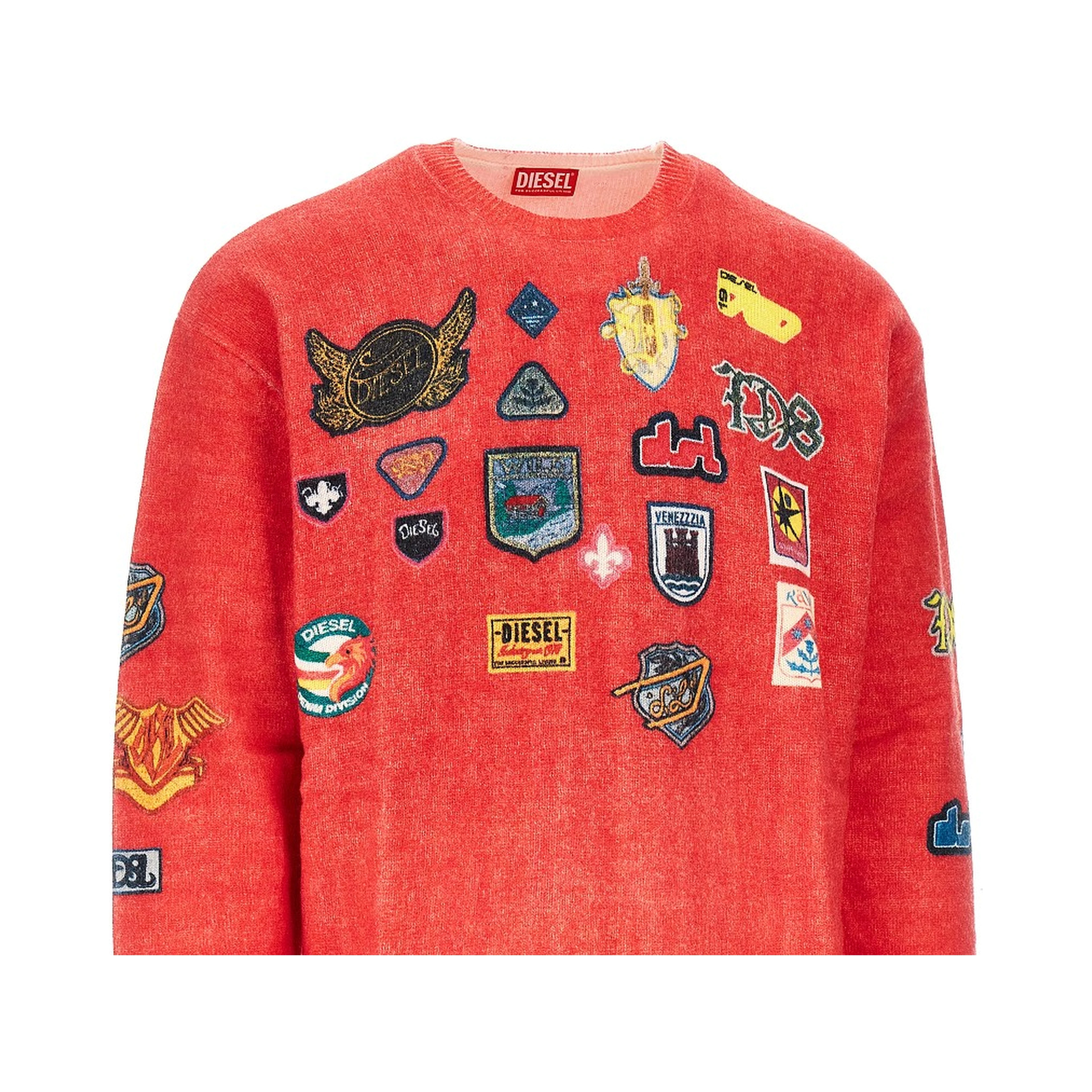 Printed patches wool sweater