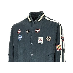 Satin track jacket with patches