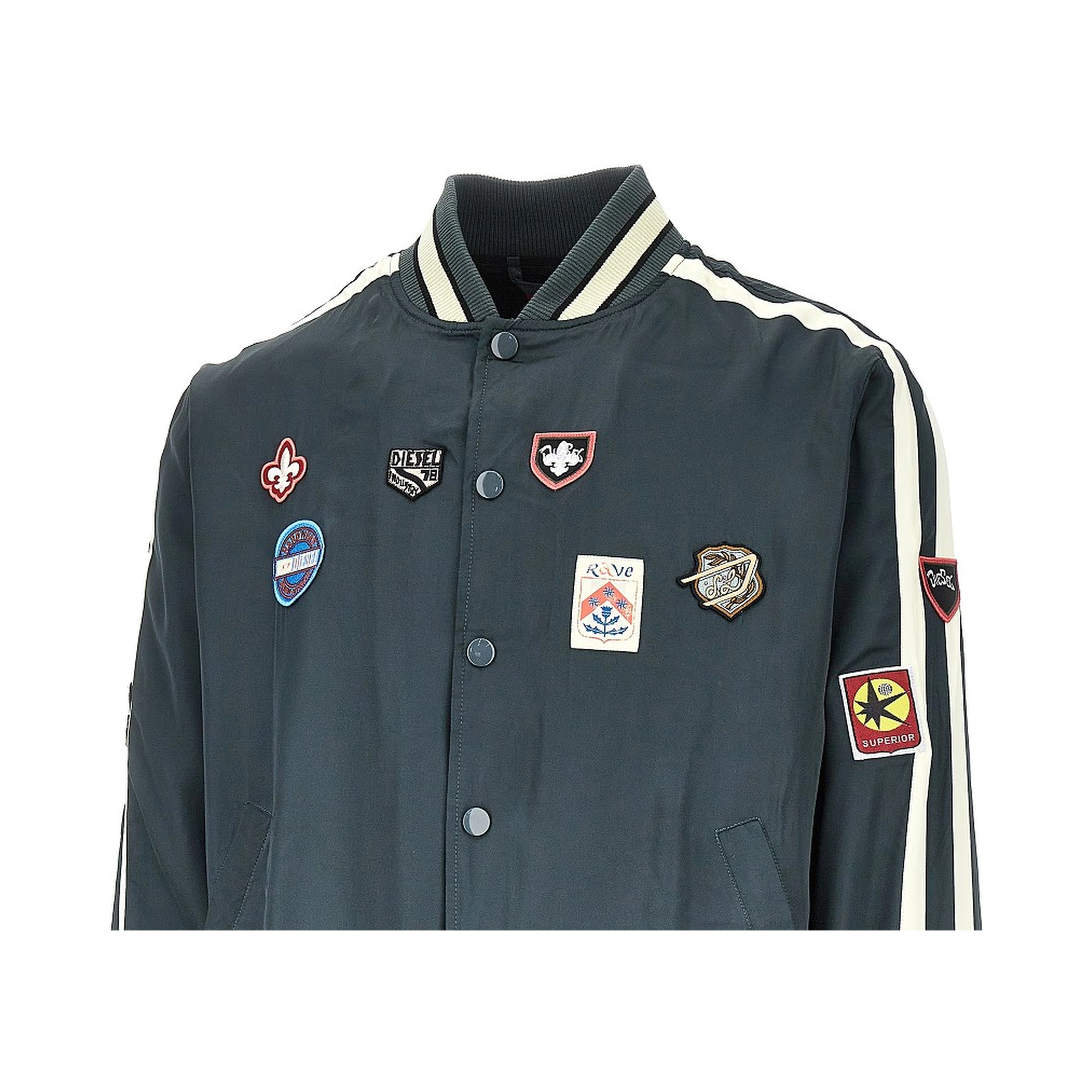 Satin track jacket with patches