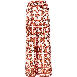 Silk pants with Maiolica print