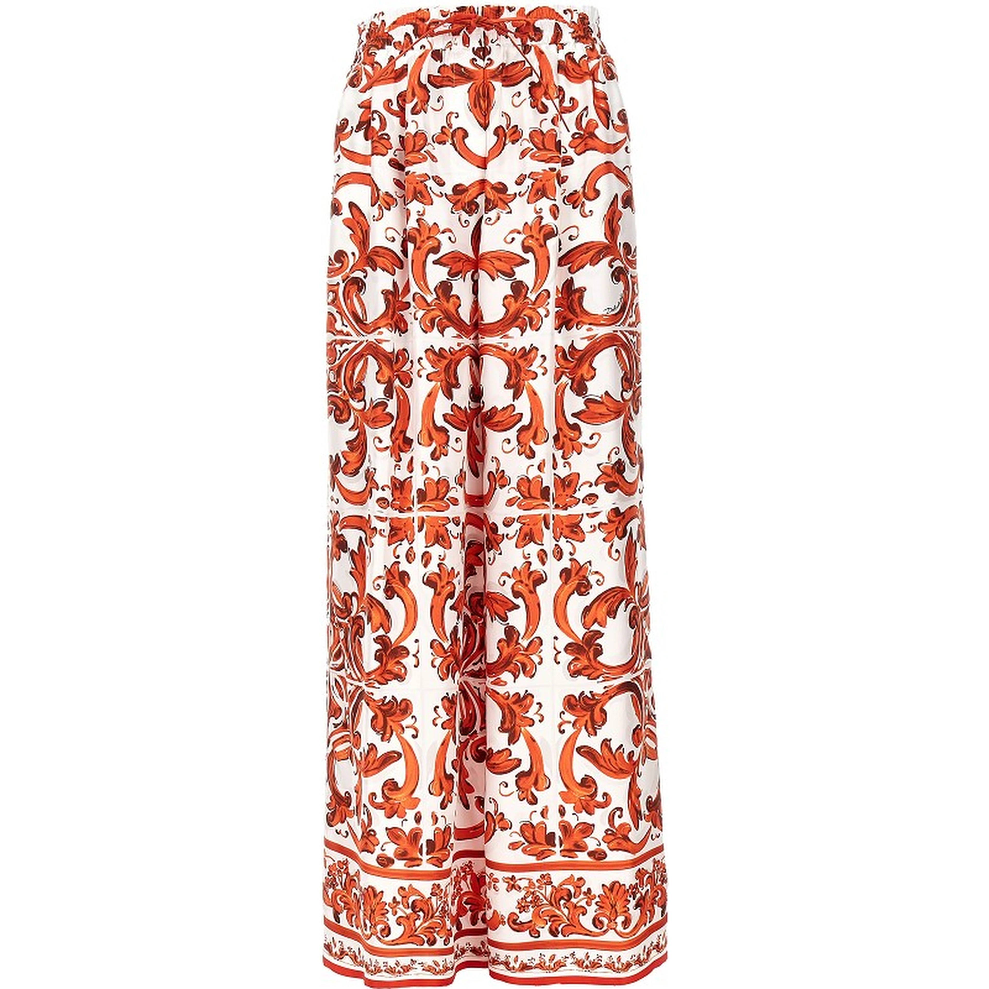 Silk pants with Maiolica print