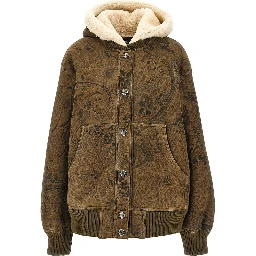 Leather jacket with Paisley motif