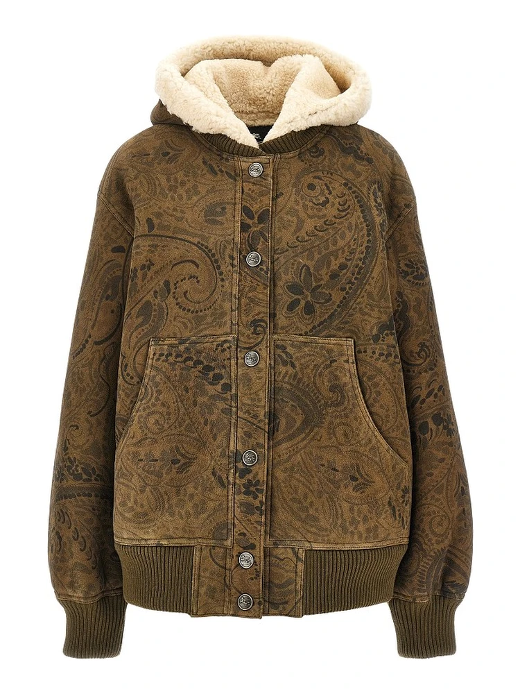 Leather jacket with Paisley motif