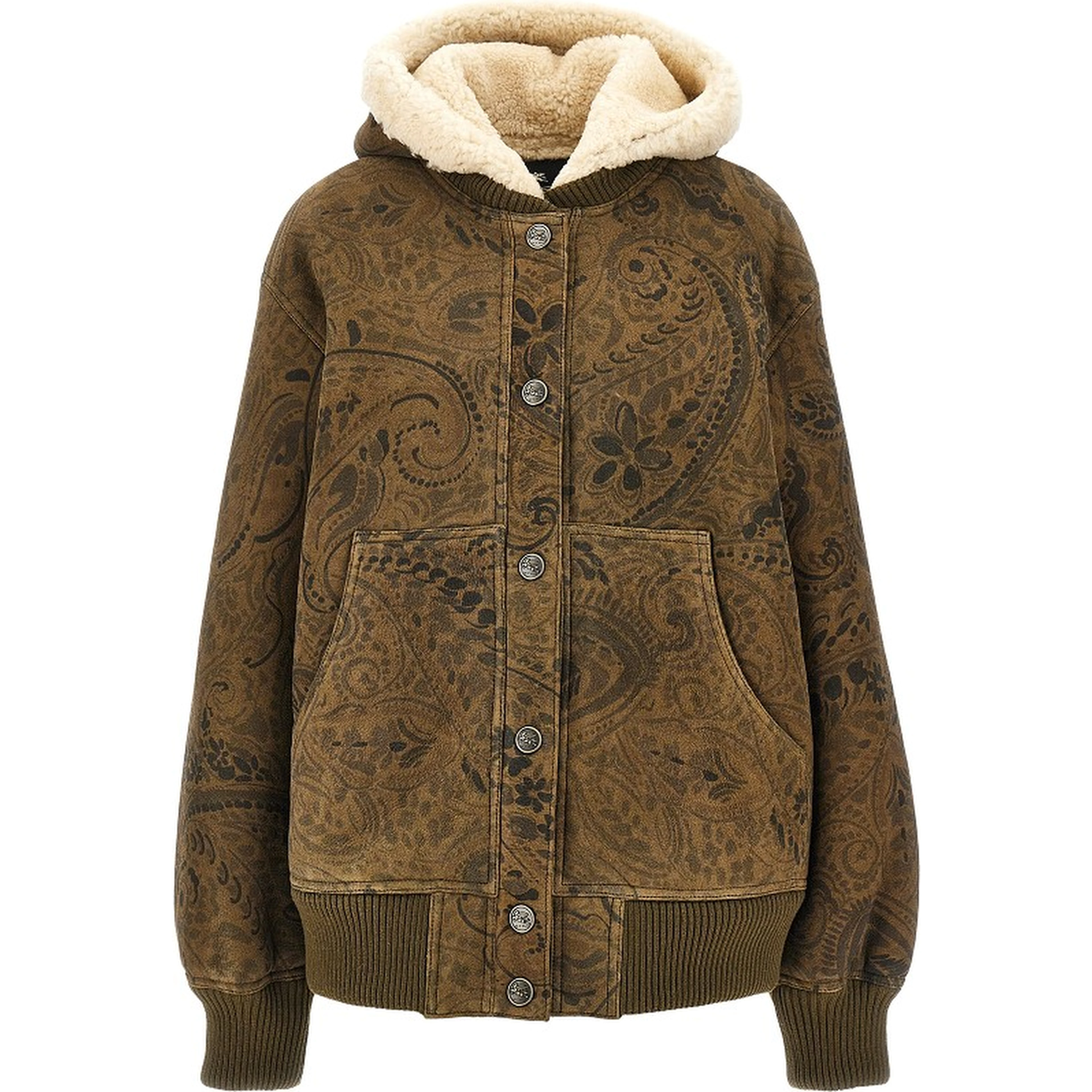 Leather jacket with Paisley motif