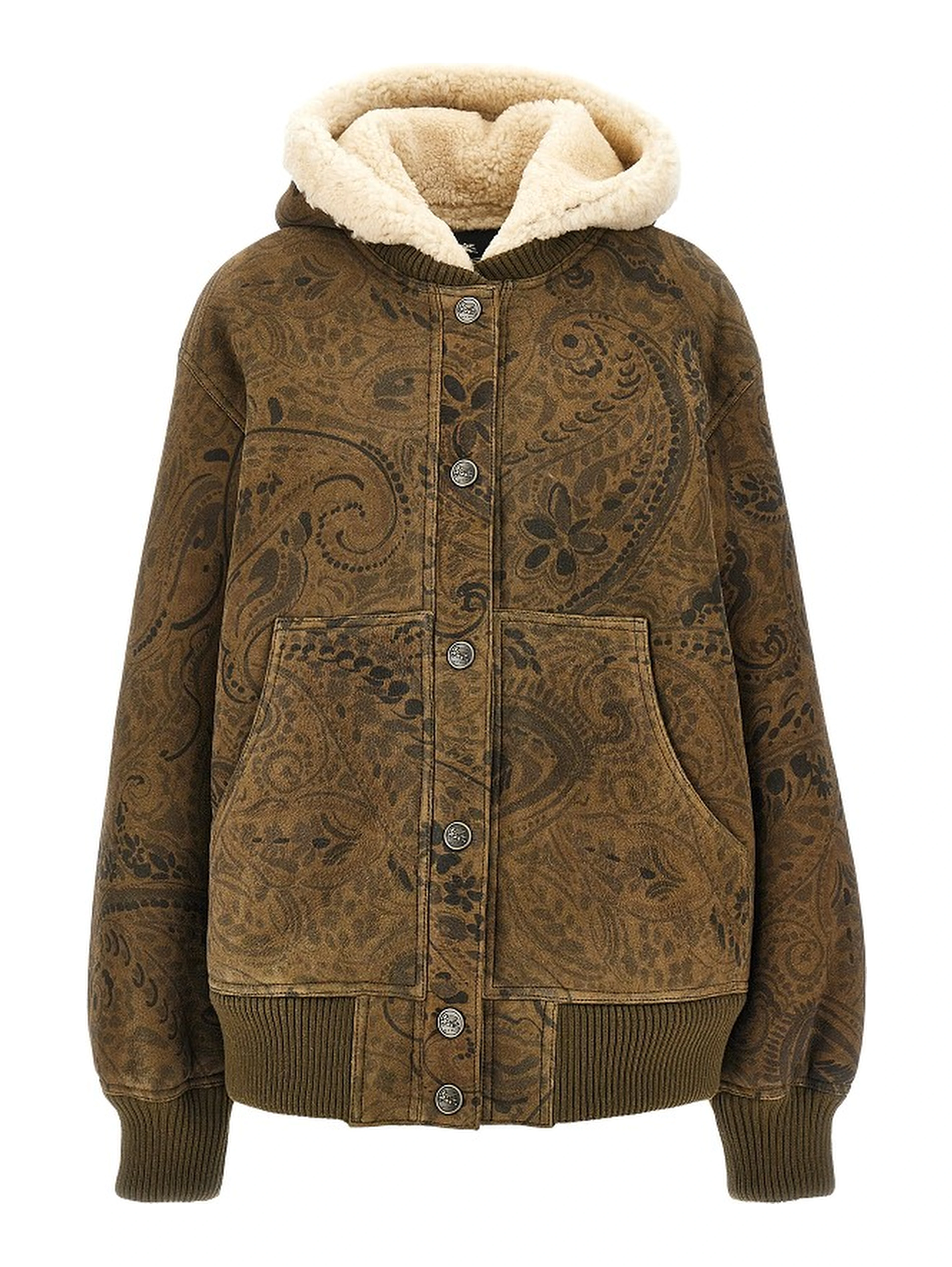 Leather jacket with Paisley motif