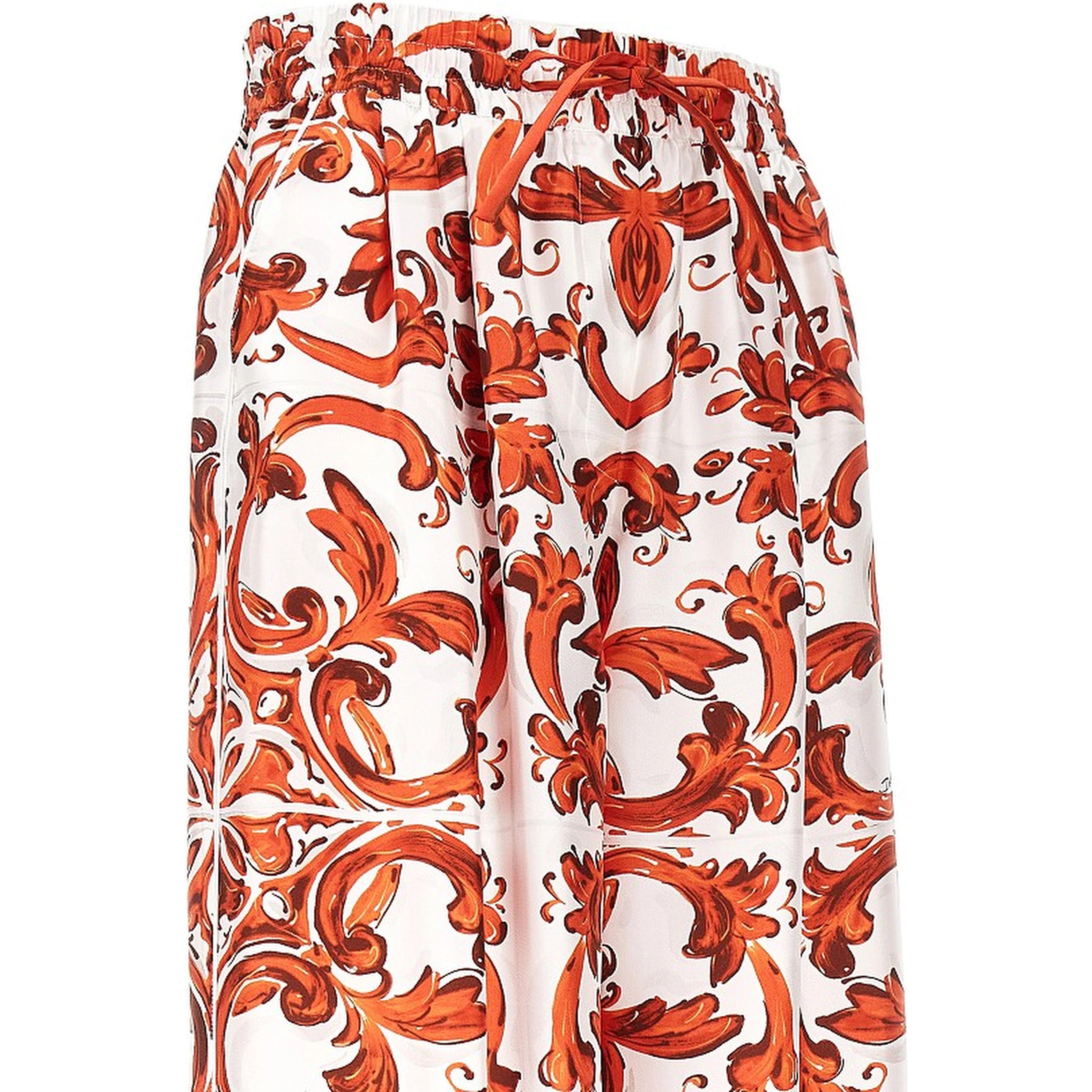 Silk pants with Maiolica print
