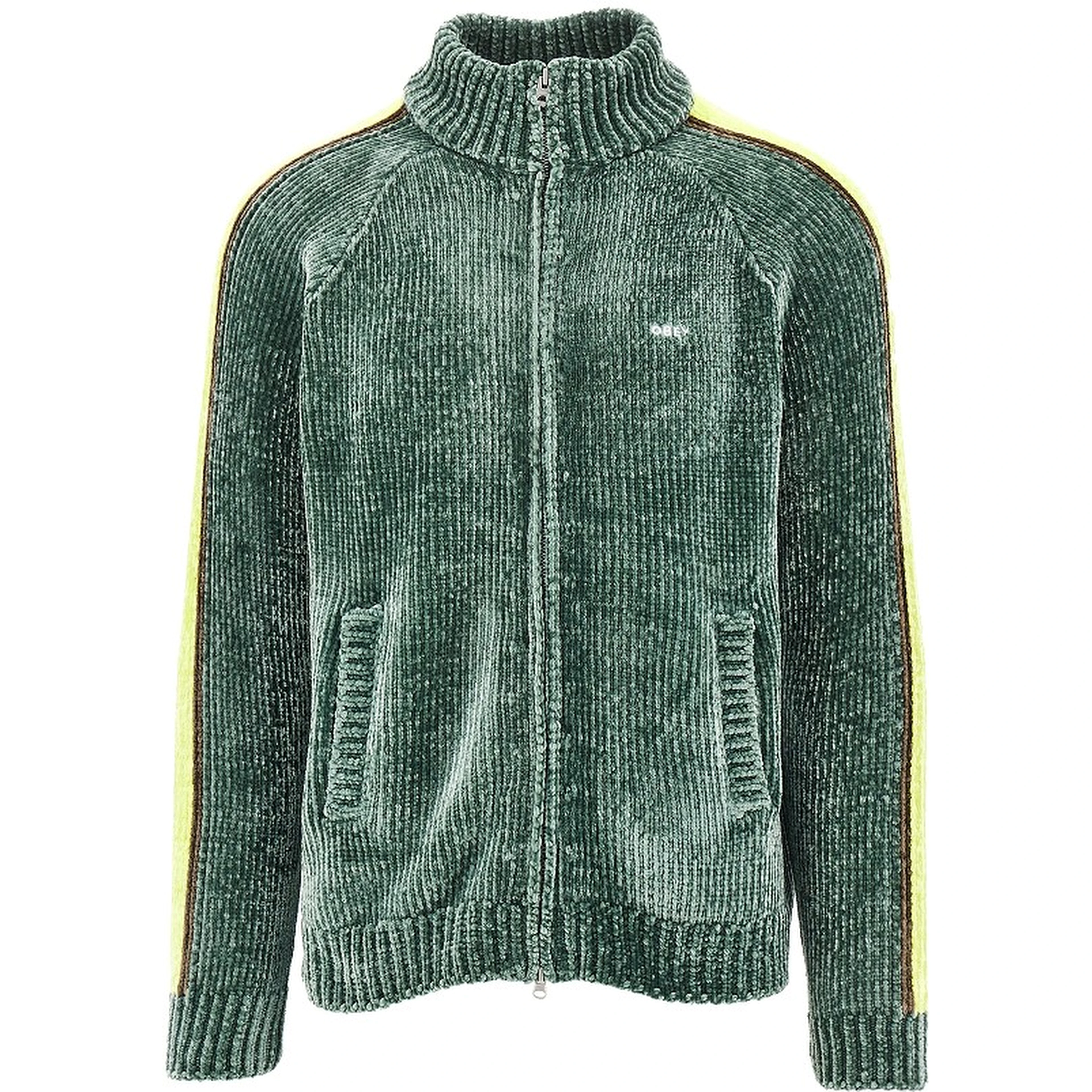 Chenille cardigan with logo embroidery