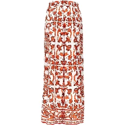 Silk pants with Maiolica print