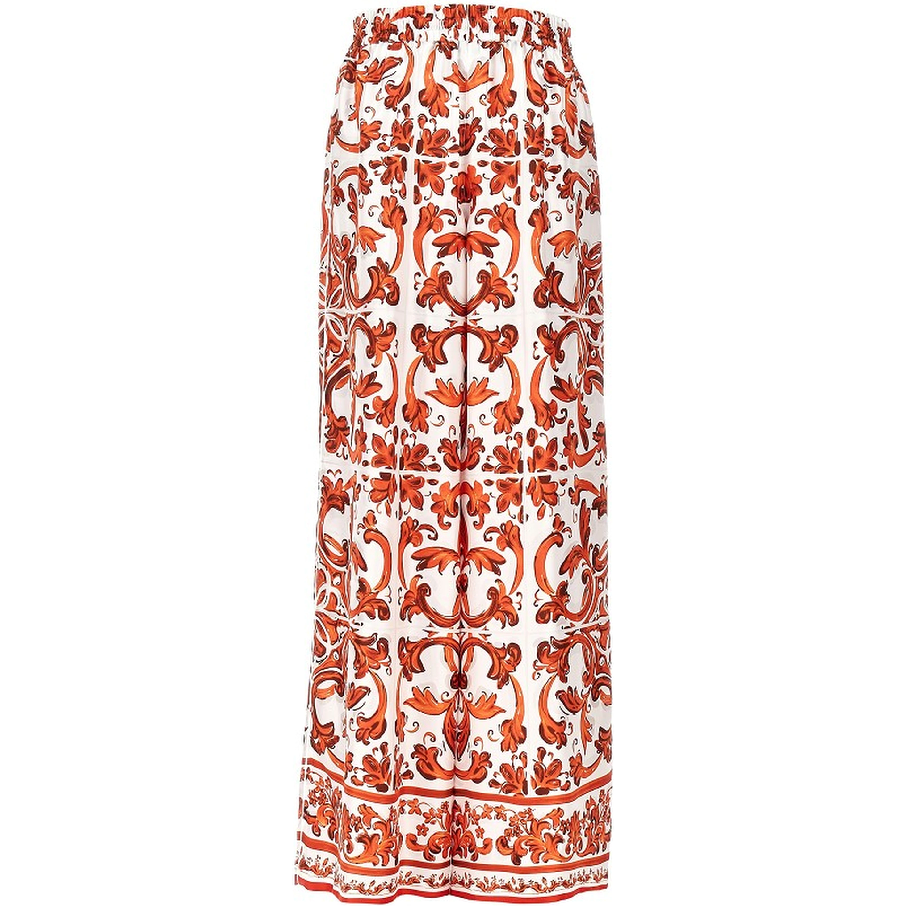 Silk pants with Maiolica print