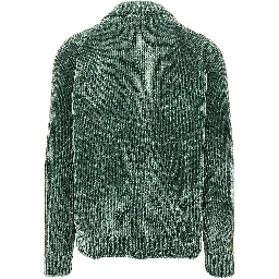 Chenille cardigan with logo embroidery