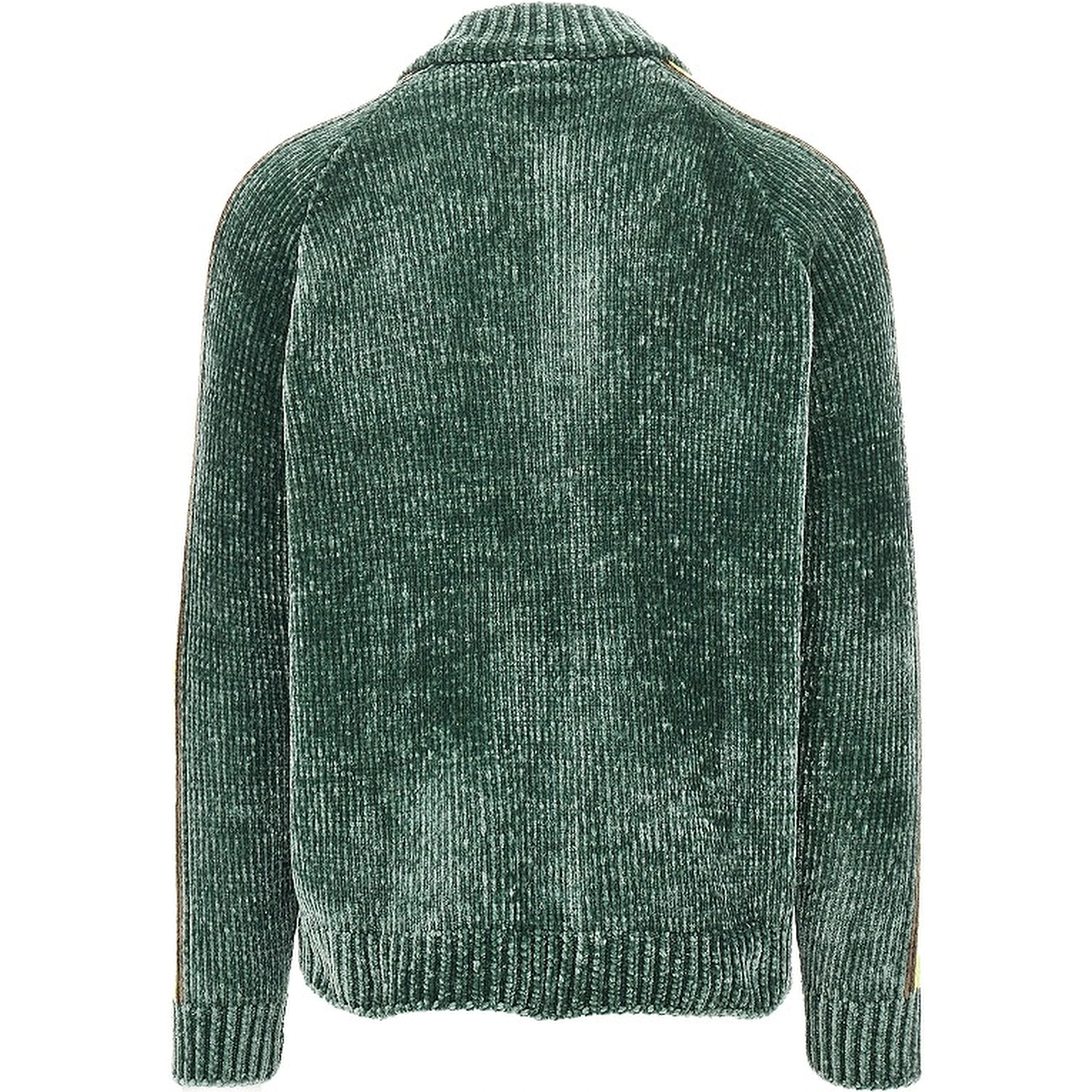 Chenille cardigan with logo embroidery
