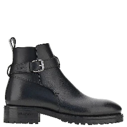 Leather boots with debossed logo